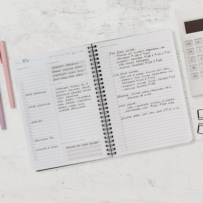 Beautiful Daily Planner And Notebook With Hourly Schedule - Aesthetic Spiral To do List Notepad to Easily Organize Your Tasks And Appointments - Stylish Book And School Or Office Supplies For Women