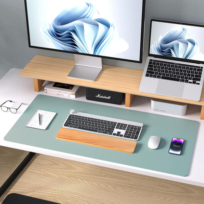 Aothia Leather Desk Pad Protector, Mouse Pad, Office Desk Mat, Non-Slip PU Leather Desk Blotter, Laptop Desk Pad, Waterproof Desk Writing Pad for Office and Home (Black,36" x 17") - Colors B