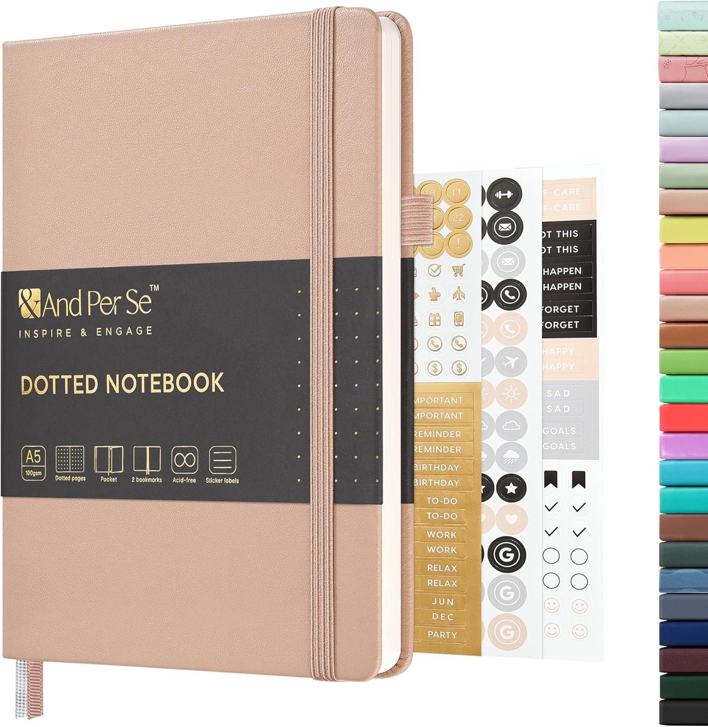 &And Per Se Lined Journal Notebook, 160 Pages, A5 5.7 x 8 inches College Ruled Thick Paper Notebook Journals for Writing, Hardcover Notebooks for Women Men Office School (1 Pack, Green) - Colors A