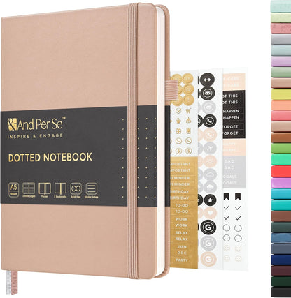 &And Per Se Lined Journal Notebook, 160 Pages, A5 5.7 x 8 inches College Ruled Thick Paper Notebook Journals for Writing, Hardcover Notebooks for Women Men Office School (1 Pack, Green) - Colors A