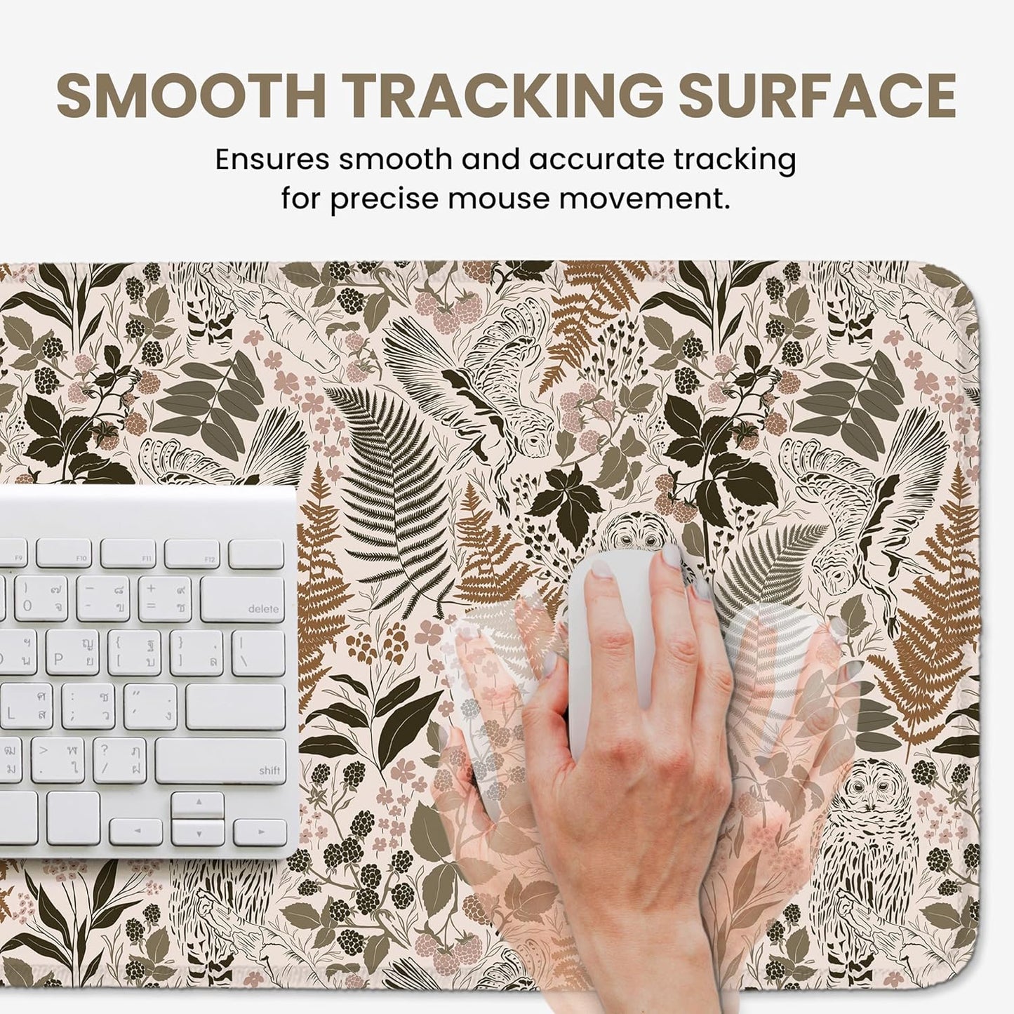 Large Mouse Pad for Desktop, Cute Desk Mat Pad Protector for Work & Gaming, Aesthetic Pretty Anti-Slip Laptop Blotter Cover for Office School Home Supplies, Wildflowers, 31.5" x 11.8"