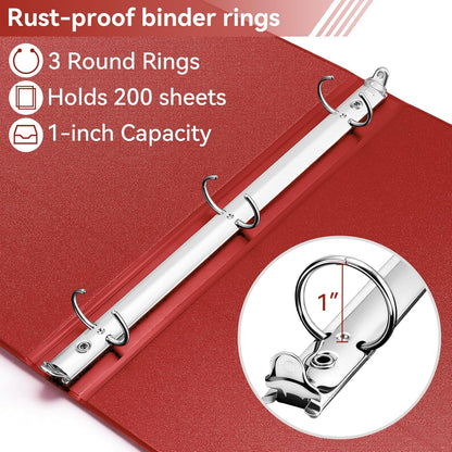 SUIN 1 Inch 3 Ring Binder, Clear 1'' View Presentation Binders with 2 Pockets, Fits 8.5 x 11 Letter Size, Durable Polypropylene, Non-Stick & PVC-Free for School, Office & Home (Orange)