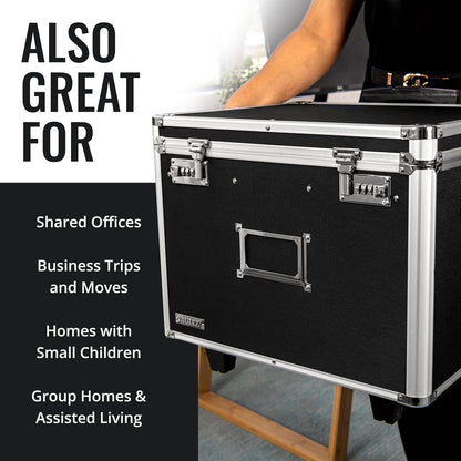 Vaultz Locking Mobile File Chest, Letter/Legal Files, 17.5" X 15.5" X 14.5", Black