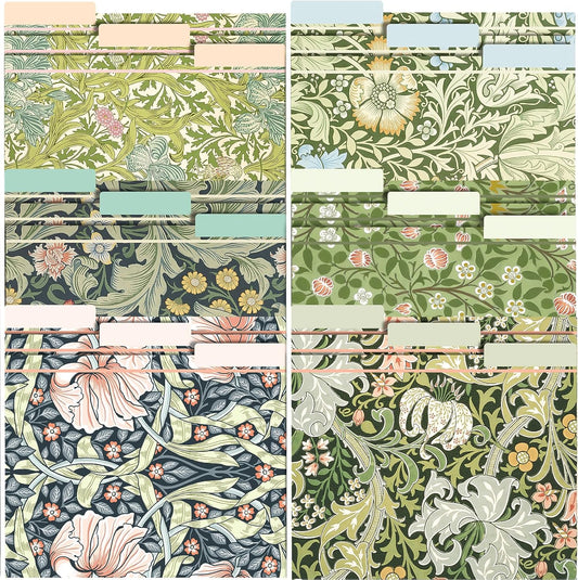 18 Pack William Morris Floral File Folders Decorative File Folders Letter Size(9.5 x 11.5) with 1/3 Cut Tab Fashion Folders for Office, School, Home