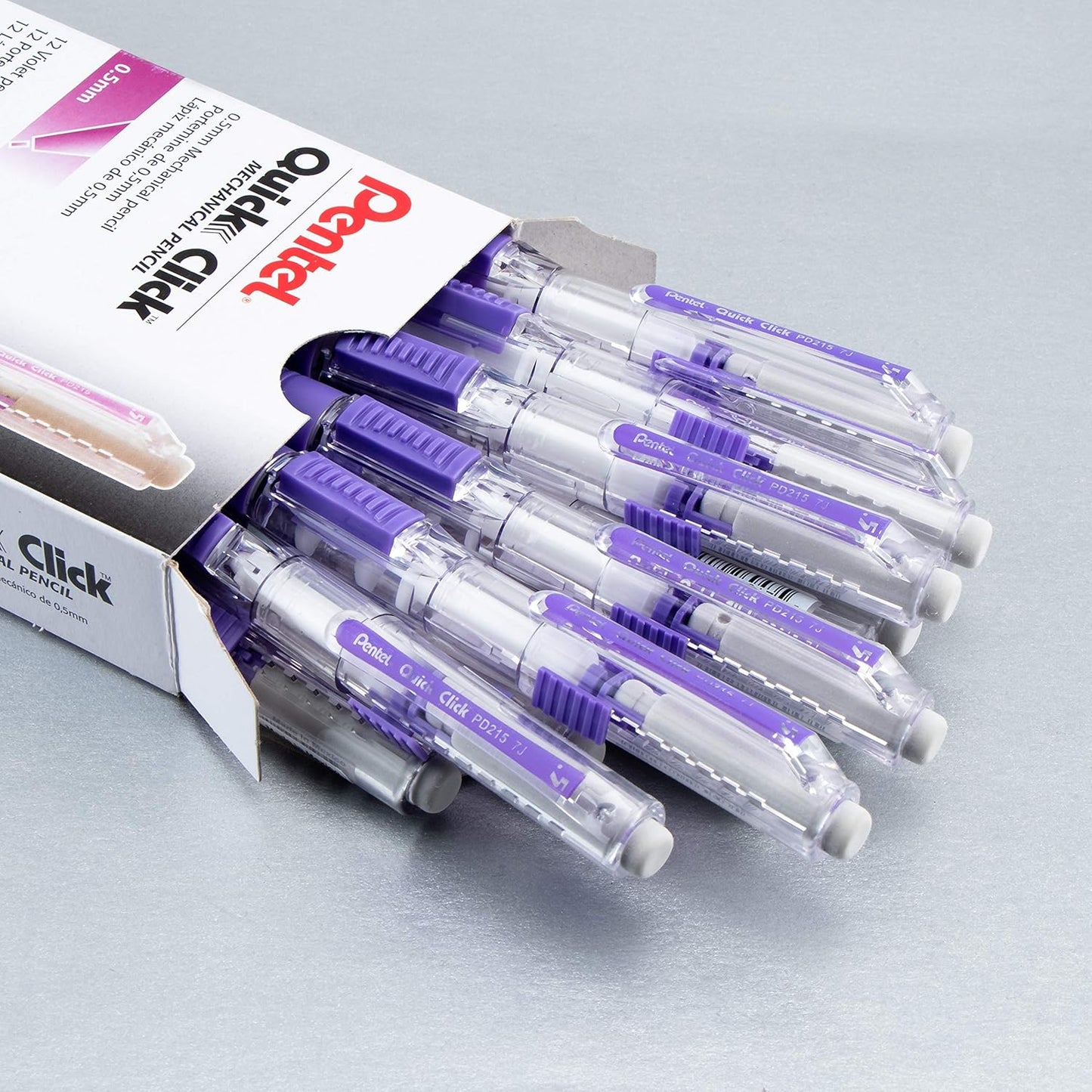 Pentel Quick Click Mechanical Pencil, (0.7mm), Medium, Black Barrel, Box of 12 Pencils (PD217A)