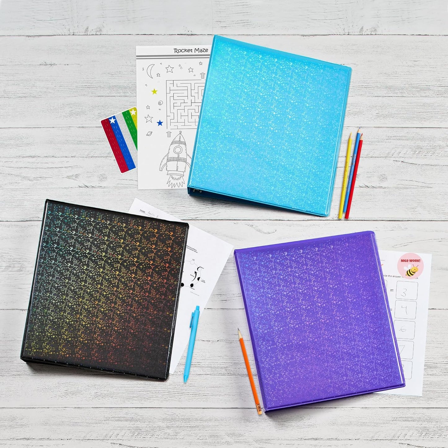 Avery Luxe Collection Durable Holographic 3 Ring Binder, Customizable View Cover, 1 Inch Round Rings, 1 Holographic Black Binder (03225)