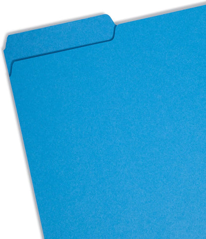 Smead Interior File Folder, 1/3-Cut Tab, Letter Size, Aqua, 100 per Box, Expandable File Folders for Filing Cabinet