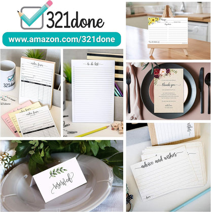 321Done 2-Part Blank Carbonless Notepad, 3.4x5.5 Portrait, Made in USA, Pocket Size Carbon Copy Memo Scratch Pad, Sketchbook, Cute Generic Small Business Order Book (50 Sets) White/Yellow