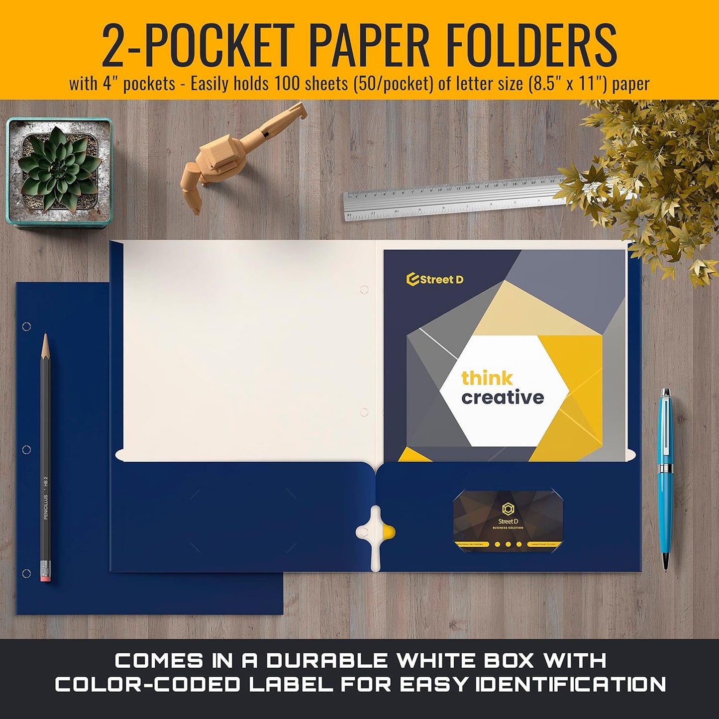 Better Office Products Two Pocket Portfolio Folders, 50-Pack, RED, Letter Size Paper Folders, 50 Pieces, Red