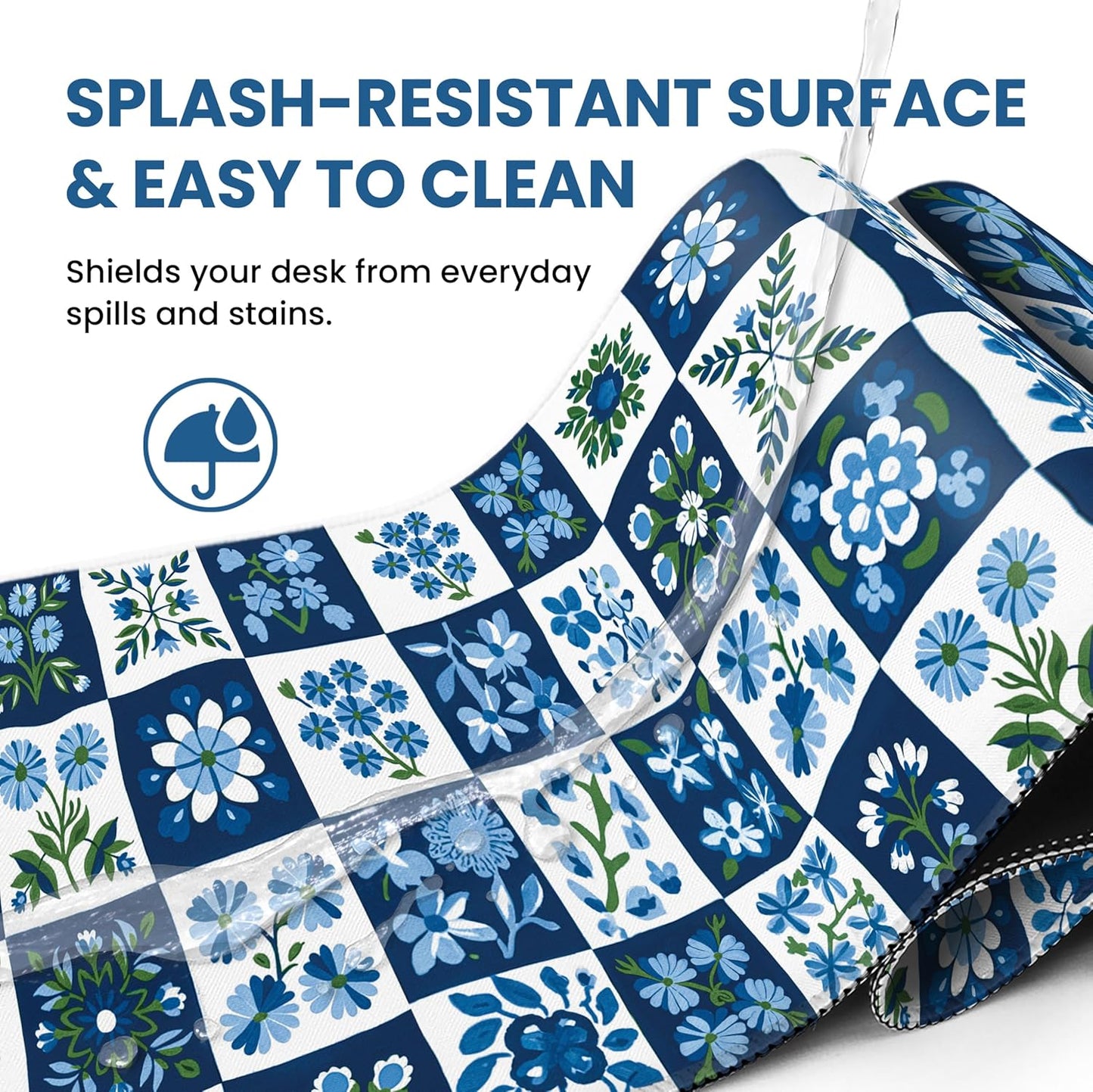 Large Mouse Pad for Desktop, Cute Desk Mat Pad Protector for Work & Gaming, Aesthetic Pretty Anti-Slip Laptop Blotter Cover for Office School Home Supplies, Wildflowers, 31.5" x 11.8"