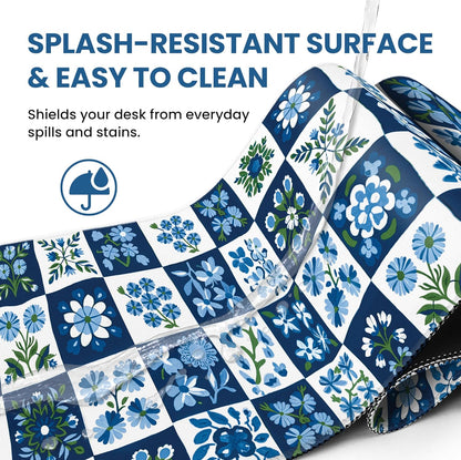 Large Mouse Pad for Desktop, Cute Desk Mat Pad Protector for Work & Gaming, Aesthetic Pretty Anti-Slip Laptop Blotter Cover for Office School Home Supplies, Wildflowers, 31.5" x 11.8"