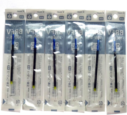Pilot Acroball Ballpoint Pen Black Ink Refills, 0.5mm, BRFV-10EF-B, Set of 6 (Japan import)