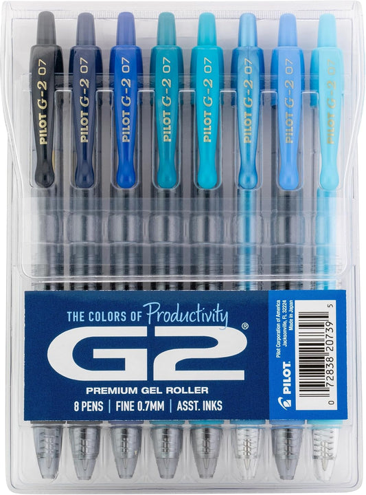 Pilot, G2 Premium Gel Roller Pens, G2 Boost Pink Pack, The Colors of Optimism, 8 Pack Pouch, Fine Point 0.7 mm, Assorted