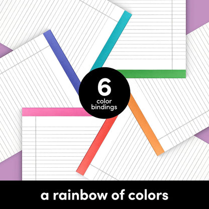 PAPERAGE Lined Legal Pads, (Rainbow), 6 Pack, 50 Sheets Each, Wide/Legal Ruled, Note Pads, Paper, 5 inches x 8 inches