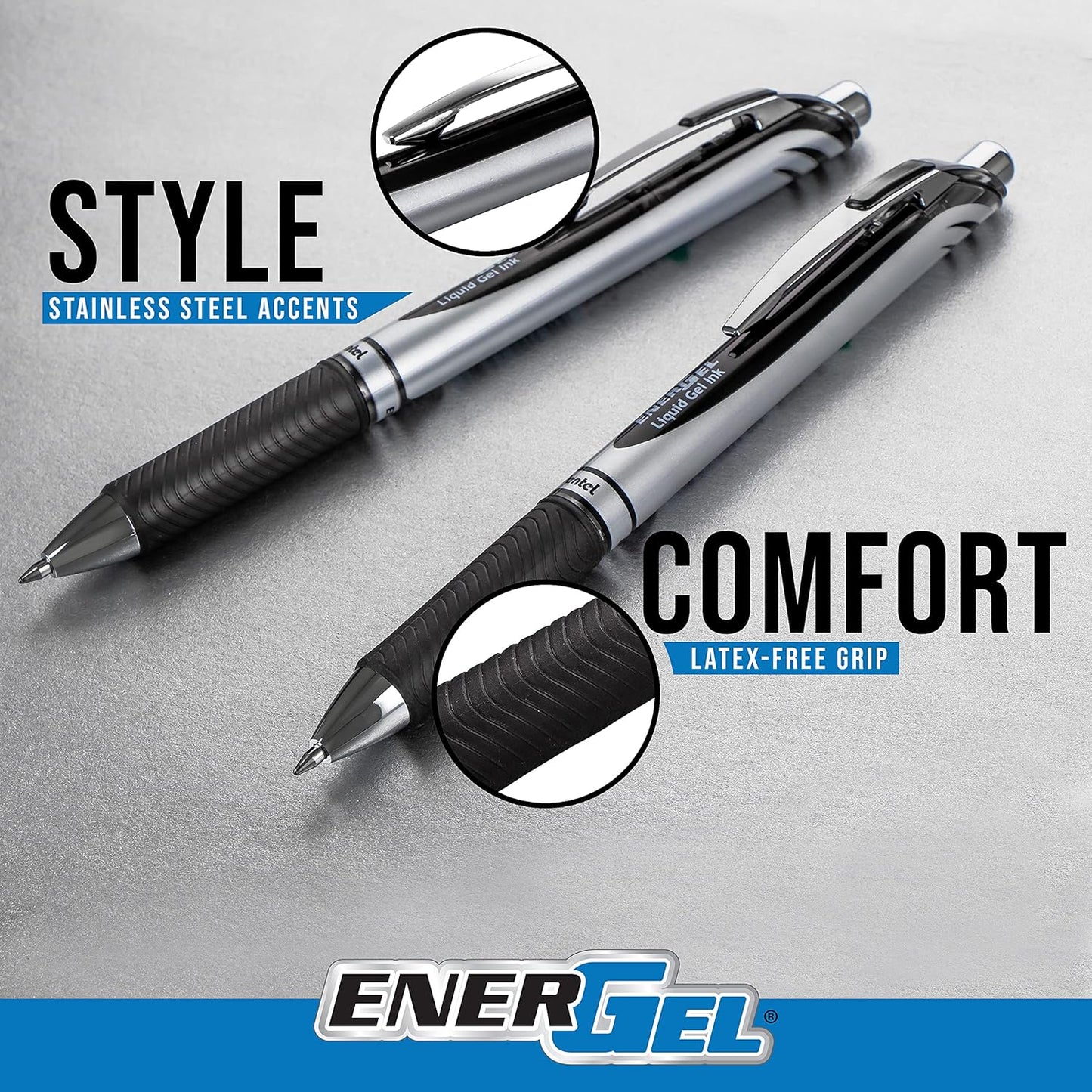 Pentel EnerGel Pearl Retractable Liquid Gel Pen, Needle Tip, 0.7mm, Medium Line, Assorted Ink, 8-Pk (BLN77WBP8M)