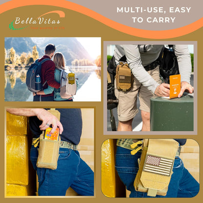 Tactical Molle Pouch Small Notebook Cover EDC Utility Bag Tool Pouch Gadget Organizer Military Waist Bag with US Flag Patch, 3”x5” Waterproof Notepad Pocket Notebook and Weatherproof Pen