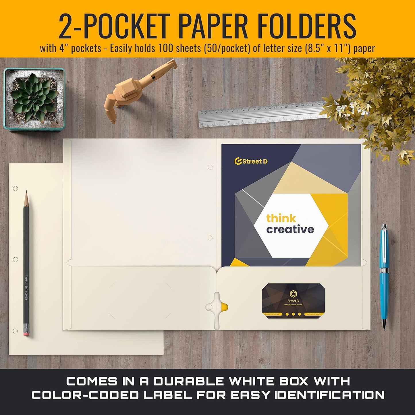 Better Office Products Two Pocket Portfolio Folders, 50-Pack, RED, Letter Size Paper Folders, 50 Pieces, Red