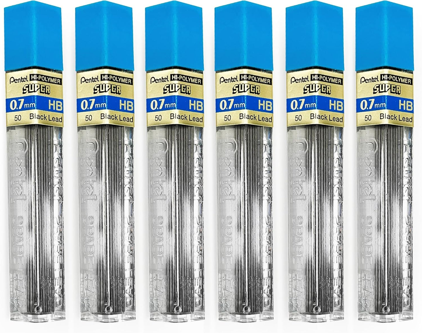 Pentel Super Polymer Refill Replacement Spare Leads for Automatic & Mechanical Pencils (Pack of 6, 0.7mm HB)