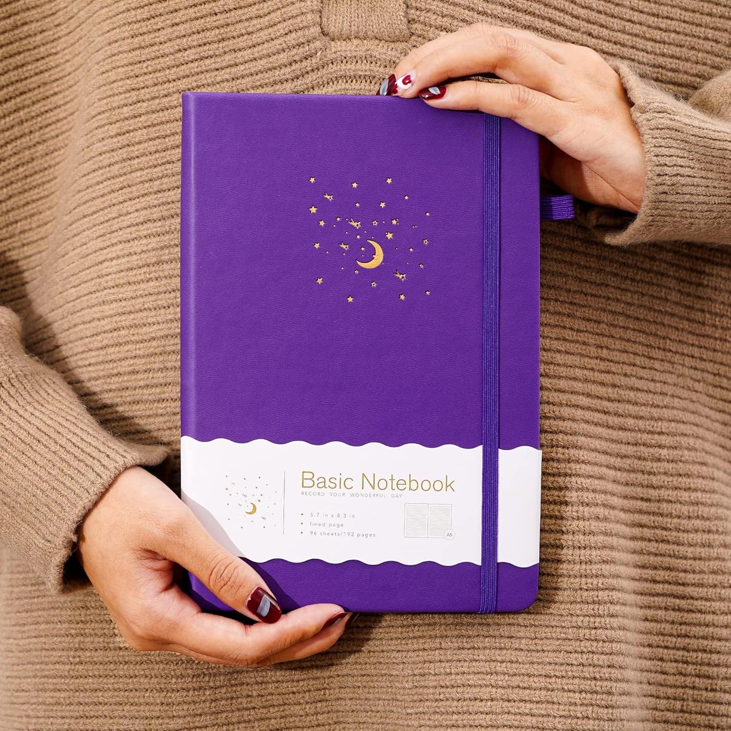 CAGIE Journal Notebook for Women Men, Hardcover Lined Notebooks Journals for Writing Work Journaling Note Taking Diary with Pen Loop (Black Ruled), Gifts, 5.7" x 8.3", 196 Pages
