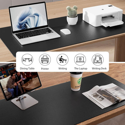 Aothia Non-Slip Waterproof PU Leather Desk Pad Protector for Mouse, Writing Desk, Office, Home, Laptop Blotter, 23.6" x 13.7", Black - Colors A