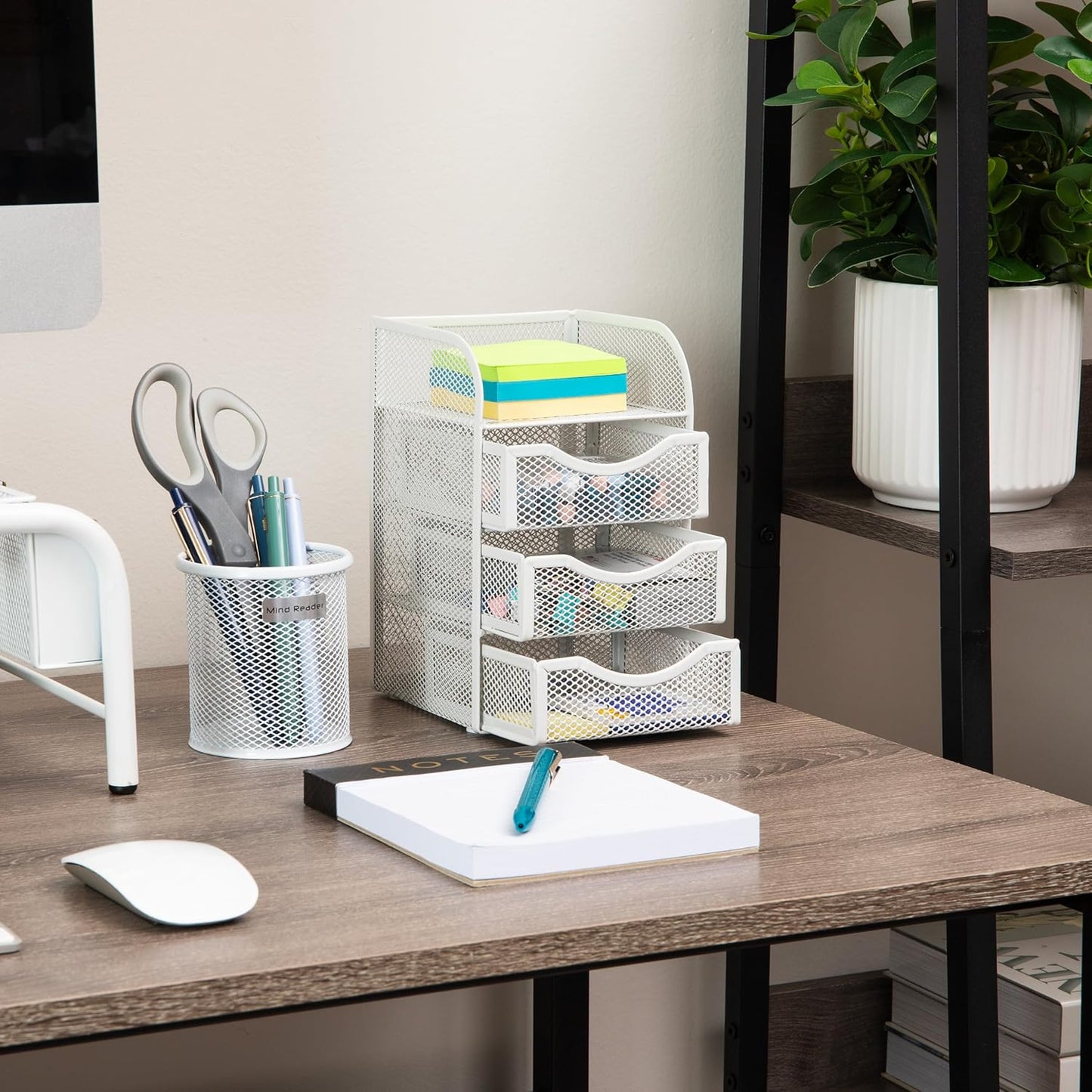 Mind Reader Desktop Accessory Storage, Paper Binder Clip Basket, Workspace, Office, Metal Mesh, 4.75"L x 5"W x 8"H, Black
