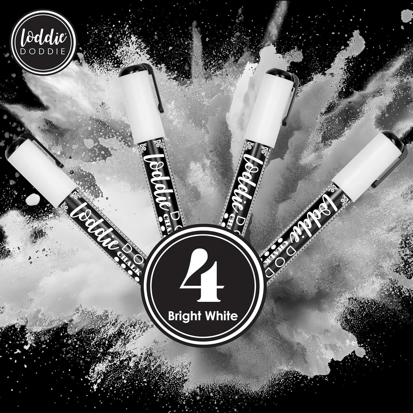 Loddie Doddie Chalk Markers - Pack of 24, 6mm Reversible Tips - Liquid Chalk Pens for Glass Surfaces & Windows - Erasable Pens for Chalkboard Calendar - Non-Toxic Chalkboard Markers