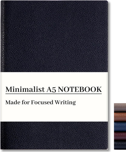 CAGIE Lined Journal Notebook for Men & Women,176 Pages A5 Medium Size, Softcover Leather Journals for Writing, College Ruled Notebook for Work & School, 100 GSM Thick Paper (5.7'' x 8.3'') (Burgundy)