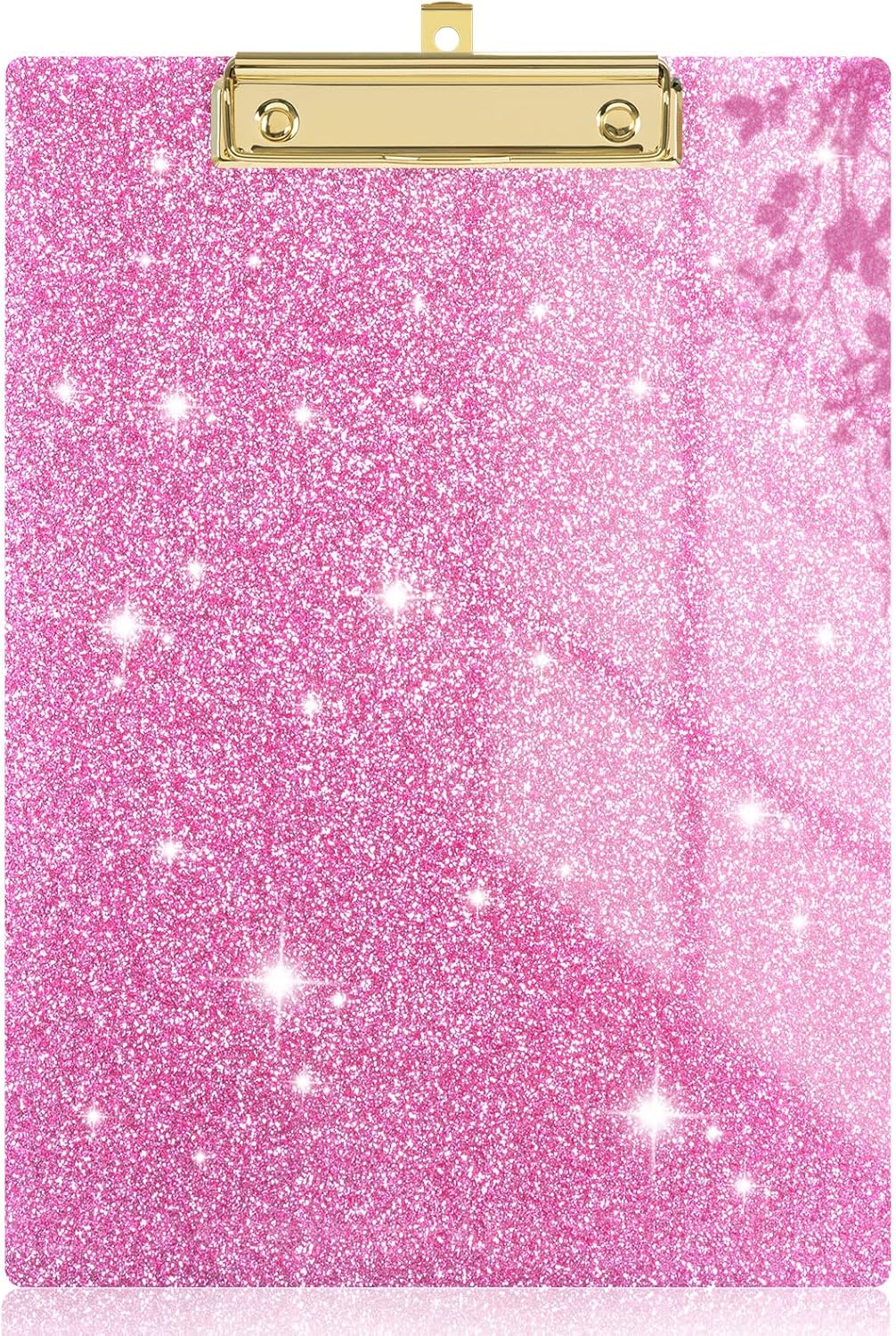 Rimilak Acrylic Glitter Clipboards, Sparkly Board with Low Profile Gold Clip, Designed for Classroom School and Office Use, A4 Letter Size 9 x 12.5 in, Pink
