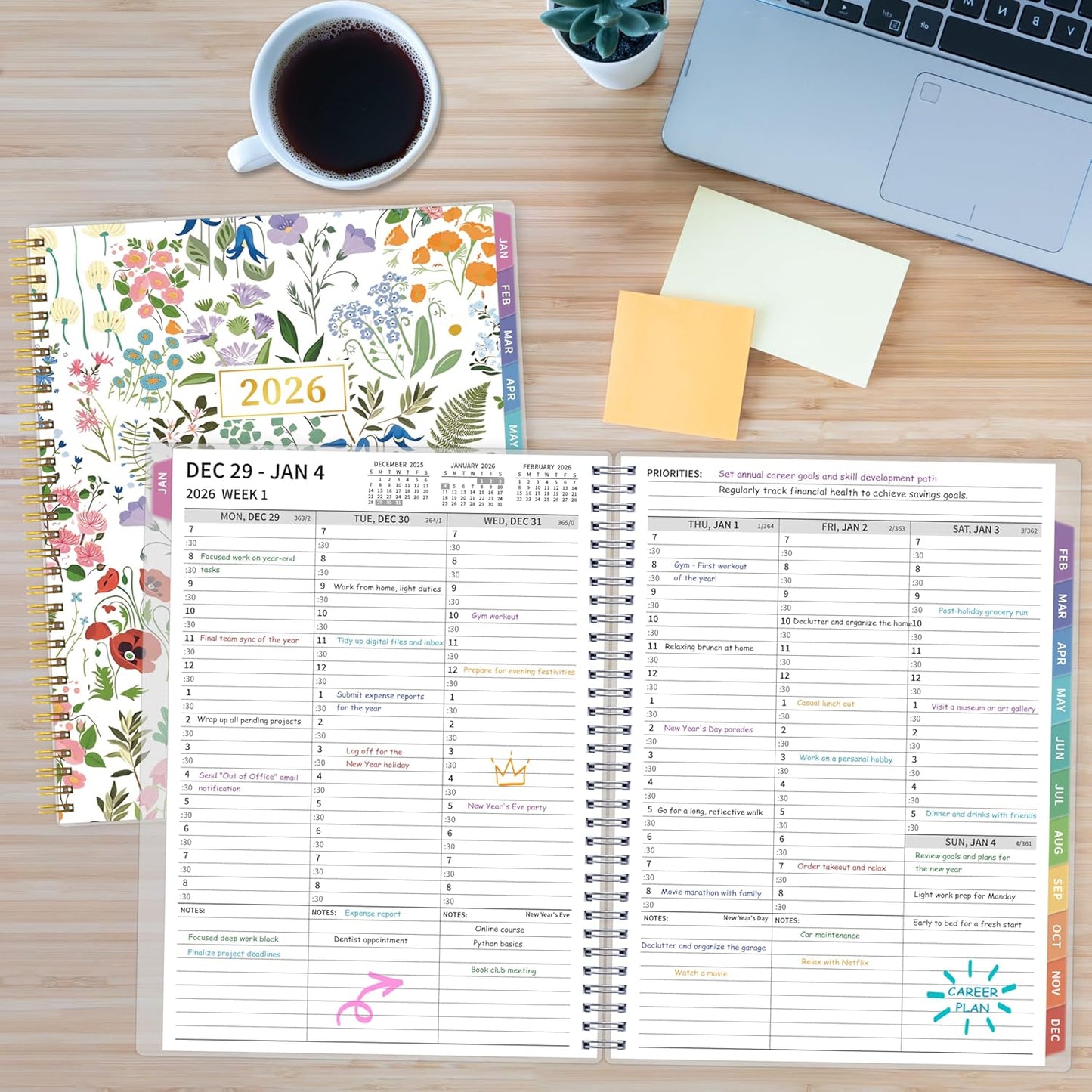 2026 Appointment Book, 30 Minutes-Hourly, Weekly ＆ Monthly Calendar Planner 2026, Jan 2026 - Dec 2026, 8.5'' x 11'', 2026 Daily Planner with Tabs ＆Pocket, Flexible Cover, Great for Office, Home, School