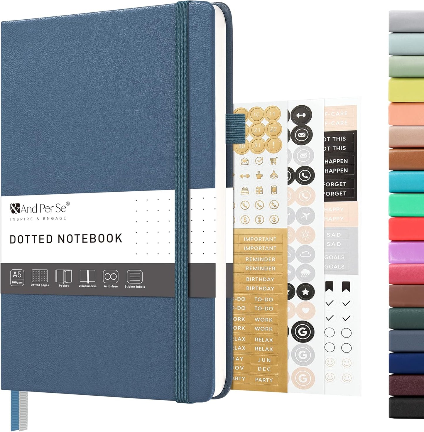 &And Per Se Lined Journal Notebook – A5 5.7”x8” College Ruled, 160 Pages, 100gsm Thick Paper, Journaling Notebooks for Writing (Black)