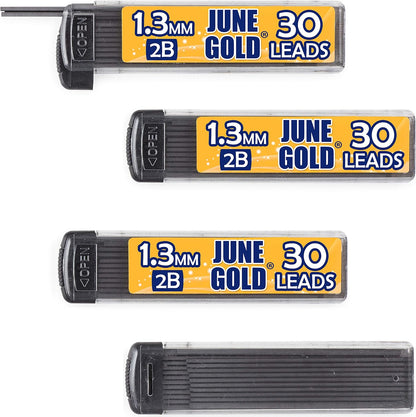 June Gold 640 Pieces, 0.5 mm HB #2 Lead Refills, 160 Pieces Per Dispenser, Fine Thickness, Break Resistant Lead/Graphite (Pack of 4 Dispensers)