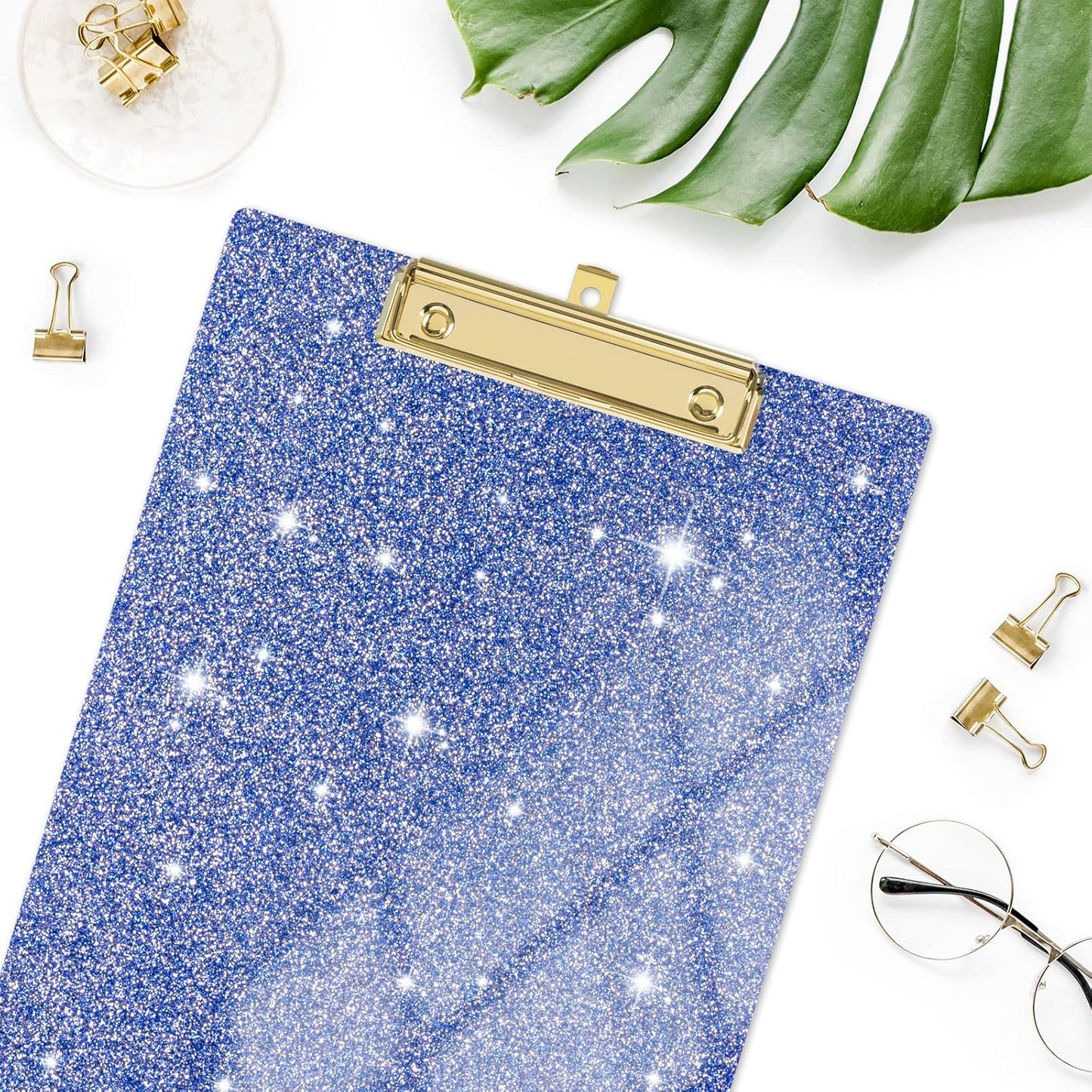 Rimilak Acrylic Glitter Clipboards, Sparkly Board with Low Profile Gold Clip, Designed for Classroom School and Office Use, A4 Letter Size 9 x 12.5 in, Pink