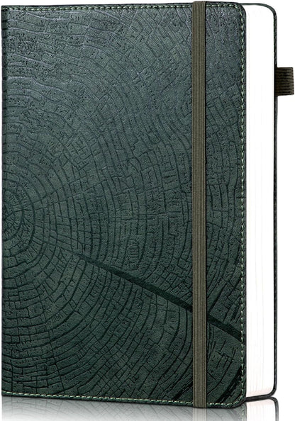 CAGIE Lined Journal for Men Women, Tree Growth Ring Leather Bound Journal Notebook, 256 Pages 100 GSM Journals for Writing, A5 Hardcover Journaling Notebooks for Work, Note Taking