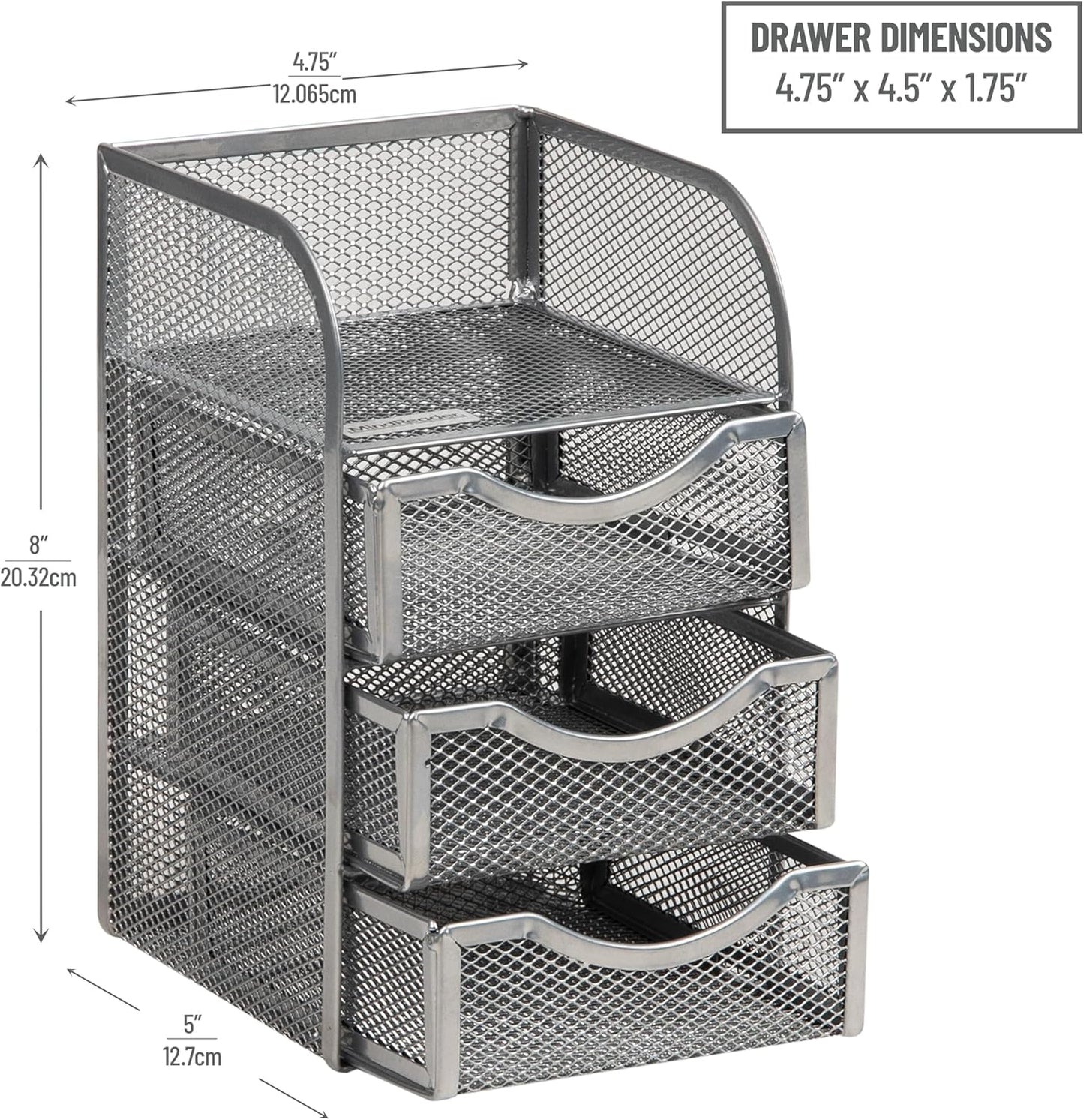 Mind Reader Desktop Accessory Storage, Paper Binder Clip Basket, Workspace, Office, Metal Mesh, 4.75"L x 5"W x 8"H, Black