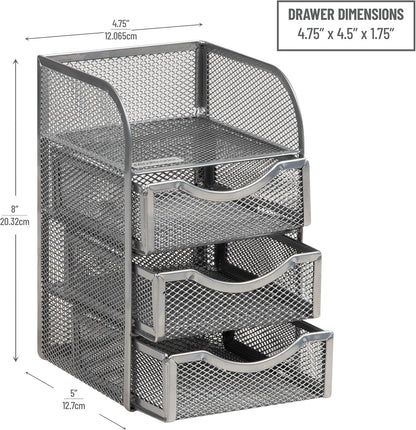 Mind Reader Desktop Accessory Storage, Paper Binder Clip Basket, Workspace, Office, Metal Mesh, 4.75"L x 5"W x 8"H, Black
