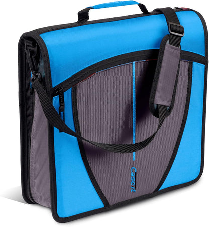 Case-it Mighty Zip Tab School Zipper Binder | 3-Inch O-Rings, 600-Sheet Capacity, 5-Subject Expanding File Folder, Multiple Pockets & Storage Organizer, Shoulder Strap | D-146 Jet Black