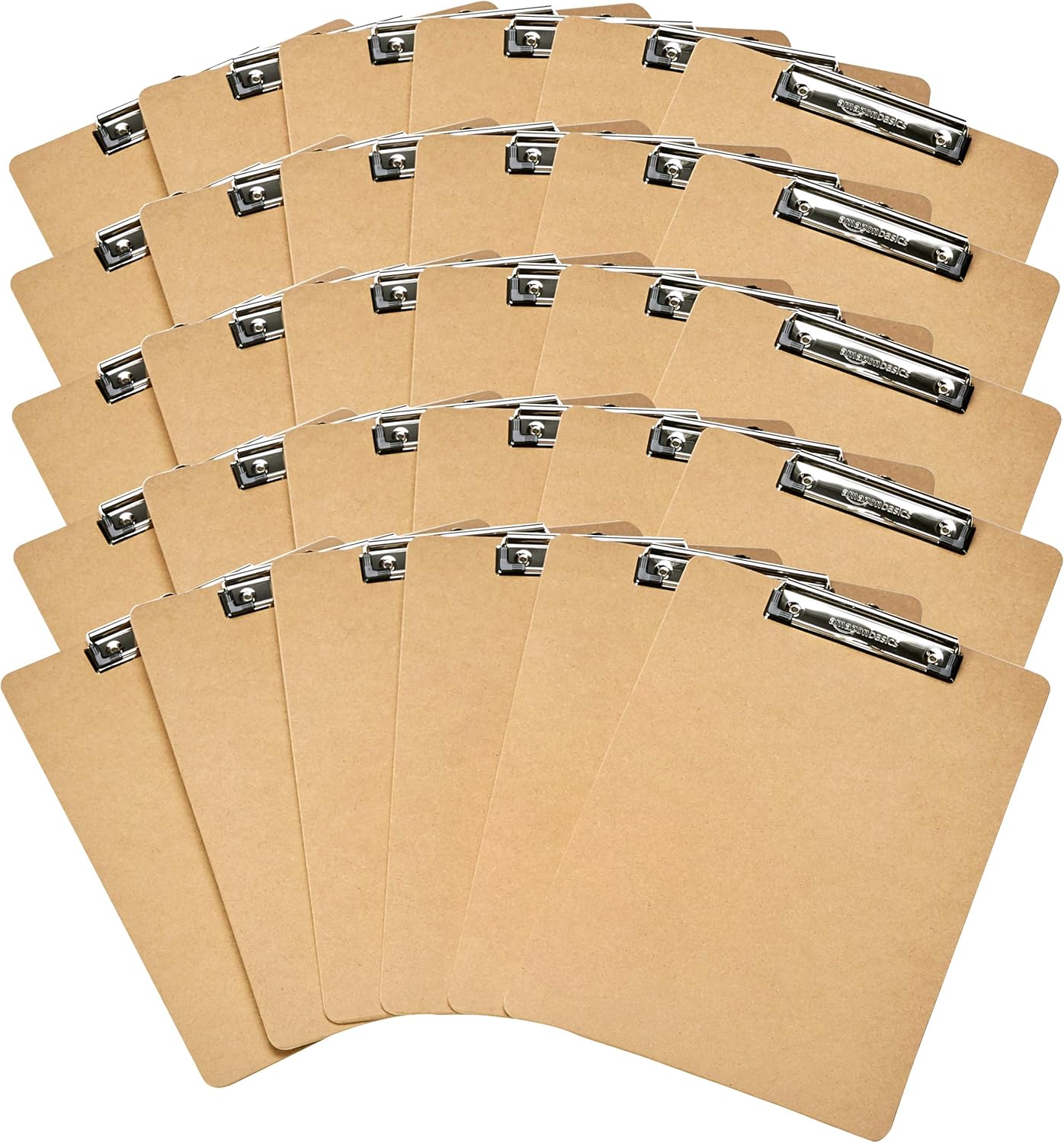 Amazon Basics Hardboard Office Clipboard, Low-Profile, Letter Size, 9" x 12.5", Brown, 6-Pack