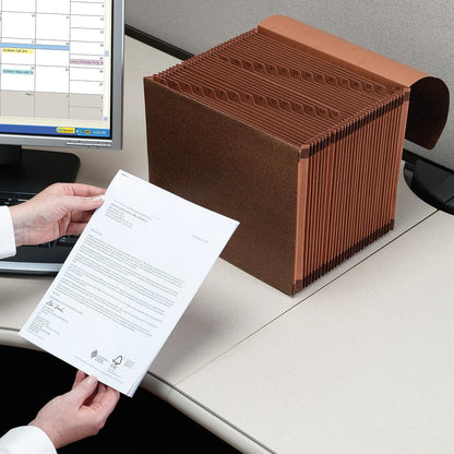 Smead TUFF Expanding File, 21 Pockets, Alphabetic (A-Z), Flap and Cord Closure, Legal Size, Redrope (70320), Pack of 1