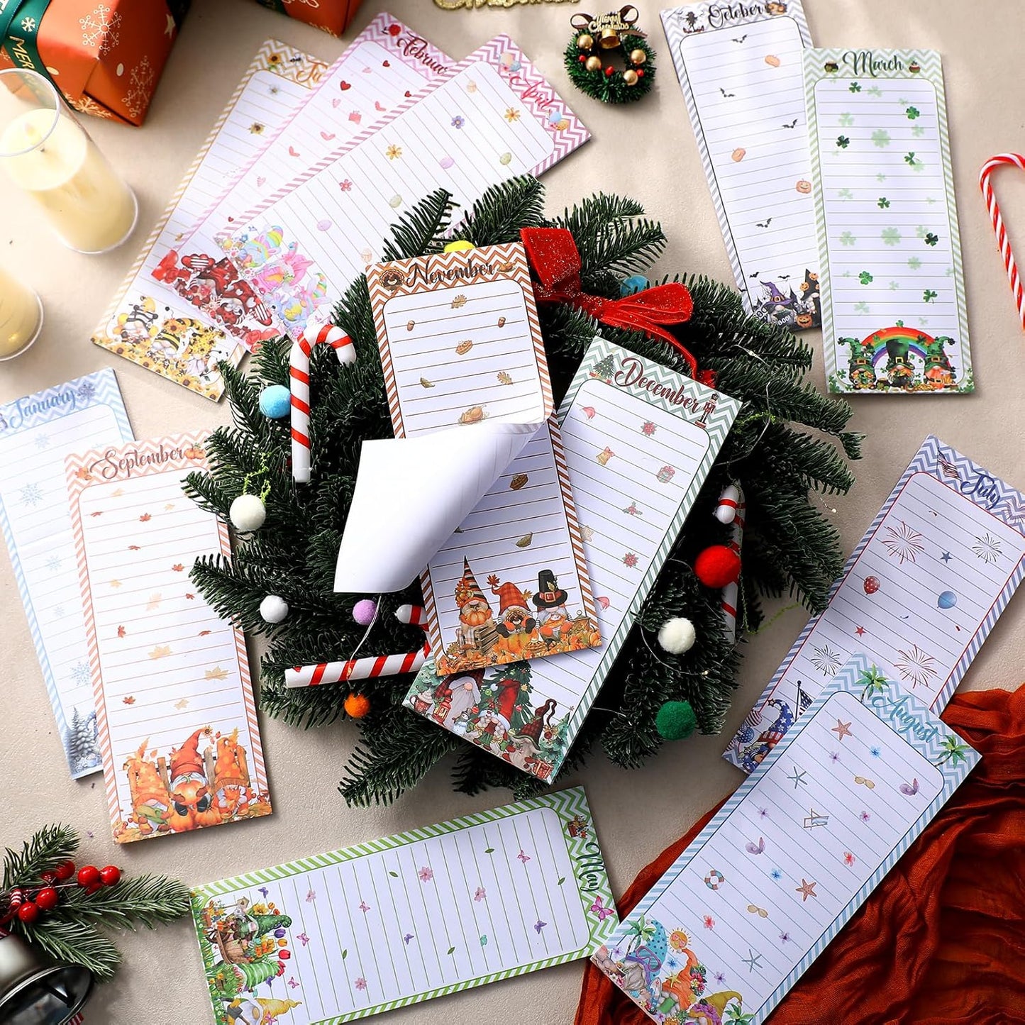 Eaasty 12 Pcs Bible Magnetic Notepads for Refrigerator Monthly Magnetic Grocery List 9 x 3.5" Magnet Memo Pads 30 Sheet Per Pad Shopping to Do List for Christian Teacher Appreciation Week Gift