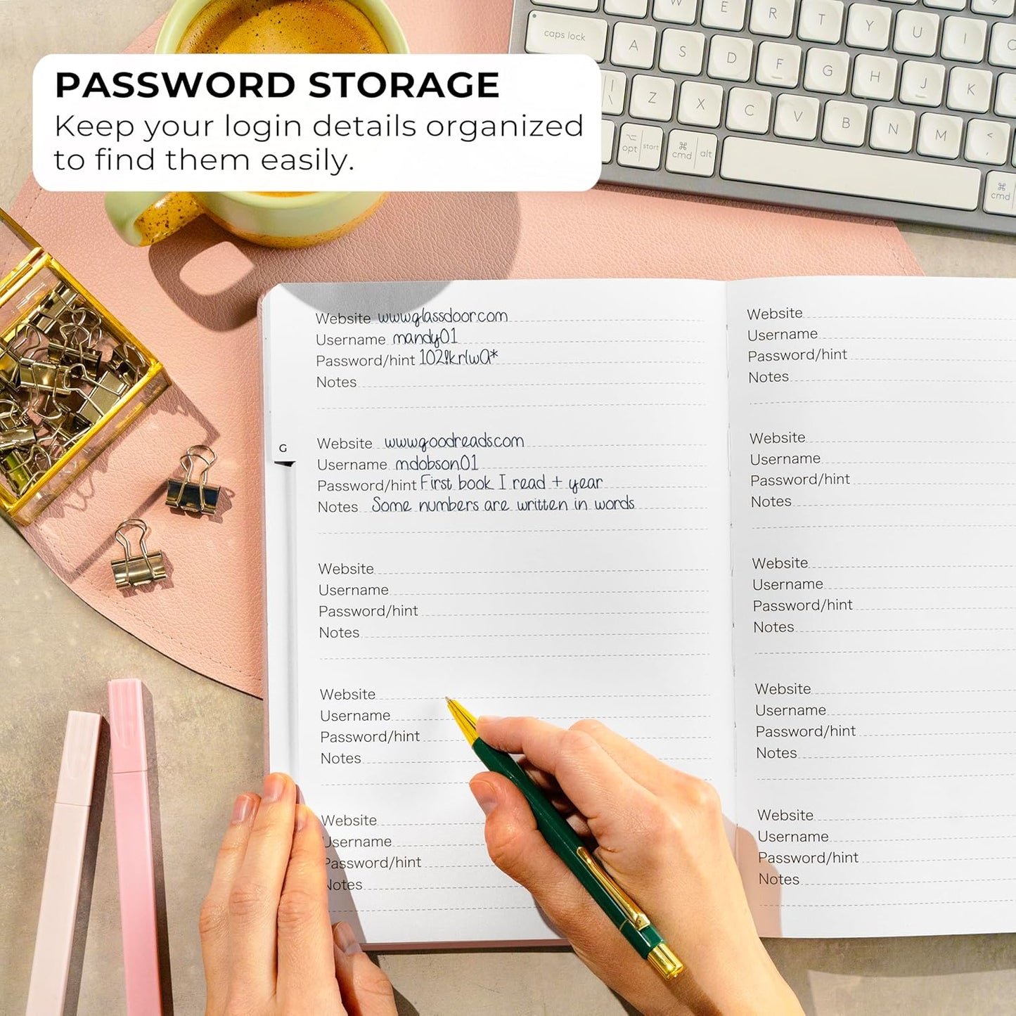 Clever Fox Password Book with alphabetical tabs. Internet Address Organizer Logbook. Small Pocket Password Keeper for Website Logins (Orange)