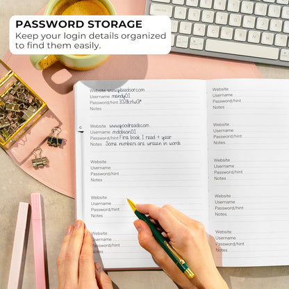Clever Fox Password Book with alphabetical tabs. Internet Address Organizer Logbook. Small Pocket Password Keeper for Website Logins (Orange)