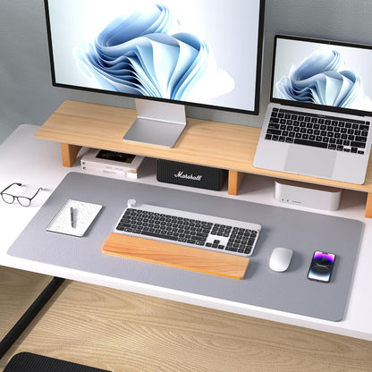 Aothia Leather Desk Pad Protector, Mouse Pad, Office Desk Mat, Non-Slip PU Leather Desk Blotter, Laptop Desk Pad, Waterproof Desk Writing Pad for Office and Home (Black,36" x 17") - Colors A