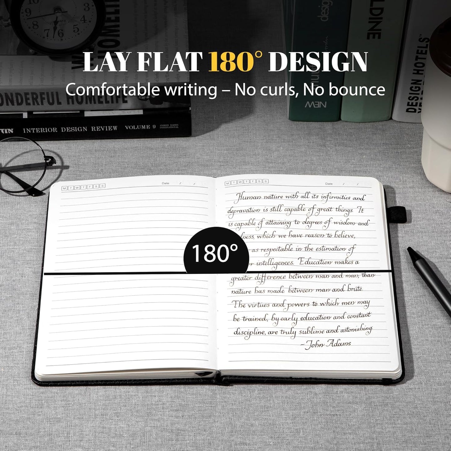 CAGIE Lined Journal for Men Women, Tree Growth Ring Leather Bound Journal Notebook, 256 Pages 100 GSM Journals for Writing, A5 Hardcover Journaling Notebooks for Work, Note Taking