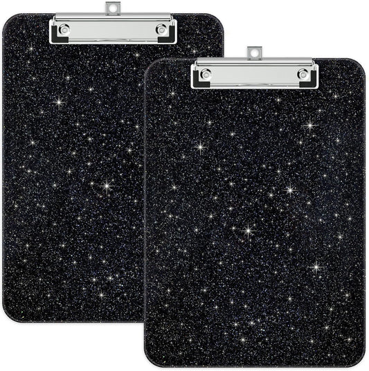 A4 Plastic Glitter Clipboard, Sparkly Pink 12.5 x 9 Letter Size for Classroom, Students, Teacher, Nurse, 8.5 x 11 Clip Board with Low Profile Clip, Office & School Supplies
