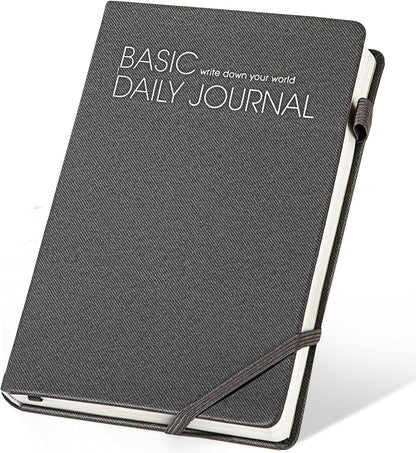 CAGIE Journal Notebook for Women Men, Hardcover Lined Notebooks Journals for Writing Work Journaling Note Taking Diary with Pen Loop (Black Ruled), Gifts, 5.7" x 8.3", 196 Pages