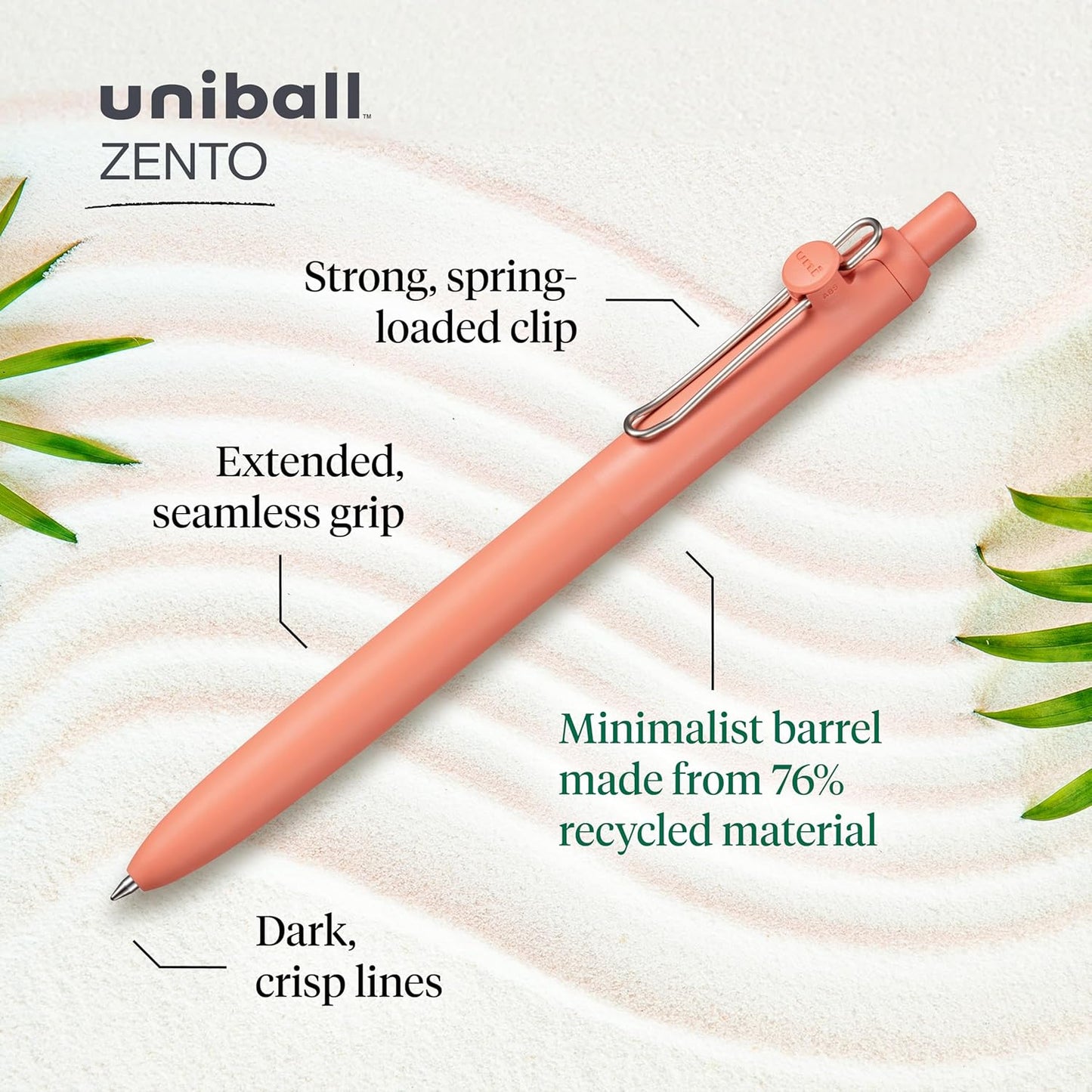 uni-ball Zento Gel Ink Rollerball Pens, 4 Black Medium Point Smooth Writing Pens, Colored Japanese Pens, Muted Colors