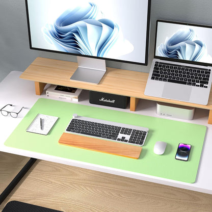 Aothia Non-Slip Waterproof PU Leather Desk Pad Protector for Mouse, Writing Desk, Office, Home, Laptop Blotter, 23.6" x 13.7", Black - Colors B