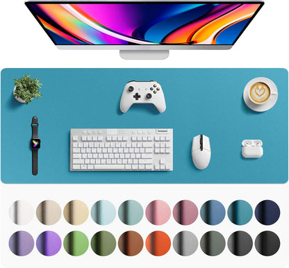 Aothia Leather Office Desk Pad Protector, Non-Slip PU Leather Desk Blotter, Waterproof Laptop Writing Mouse Pad for Office and Home, Black, 31.5" x 15.7" - Colors A