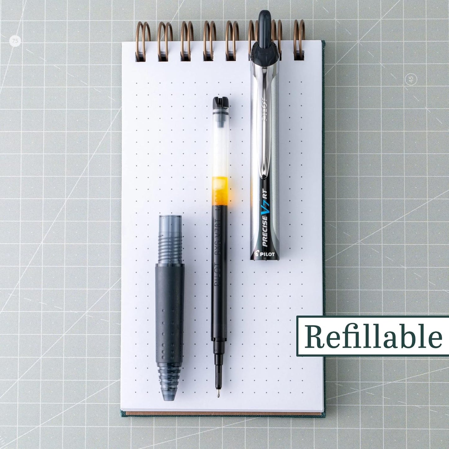 Pilot Precise V7 RT Refillable & Retractable Liquid Ink Rollerball Pens, Black Ink Pens, Fine Point (0.7 mm), 14-Pack - Ideal for School, Journaling, and Office Writing