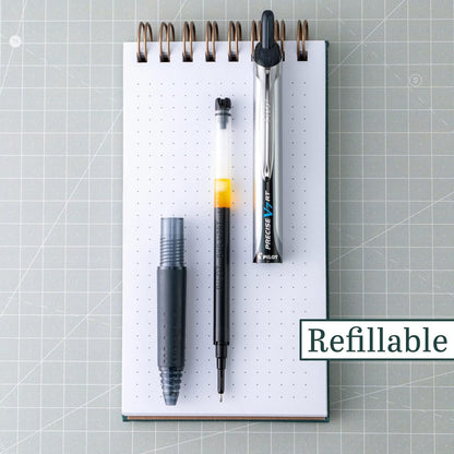 Pilot Precise V7 RT Refillable & Retractable Liquid Ink Rollerball Pens, Black Ink Pens, Fine Point (0.7 mm), 14-Pack - Ideal for School, Journaling, and Office Writing